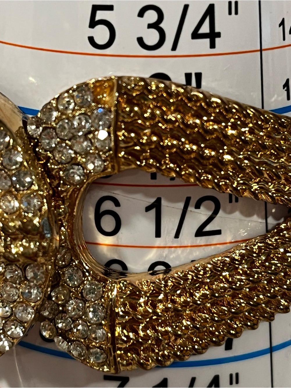 Vtg 1980s Gold Crystal Bow Statement Bracelet - Picture 4 of 4